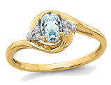 14K Yellow Gold Genuine Aquamarine Promise Ring 3/5 Carat (ctw)